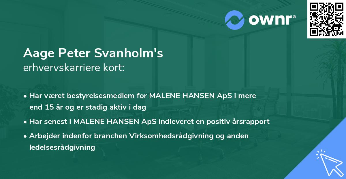 Aage Peter Svanholm's erhvervskarriere kort