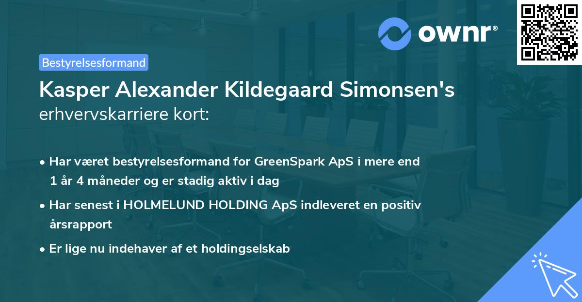 Kasper Alexander Kildegaard Simonsen's erhvervskarriere kort