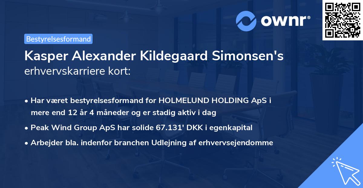 Kasper Alexander Kildegaard Simonsen's erhvervskarriere kort