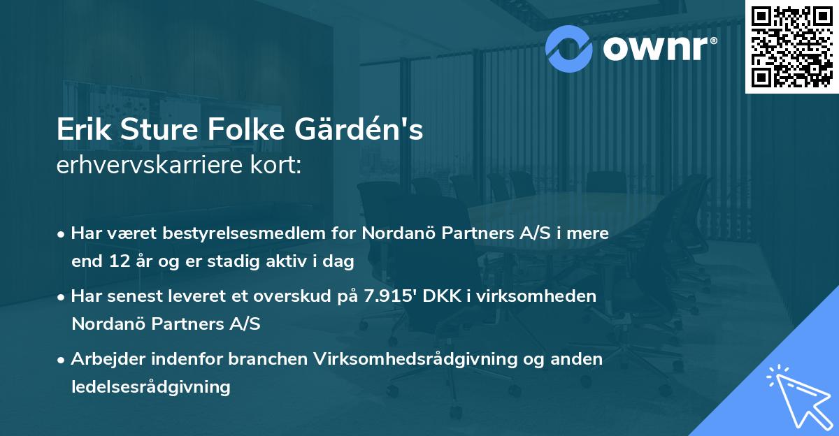 Erik Sture Folke Gärdén's erhvervskarriere kort
