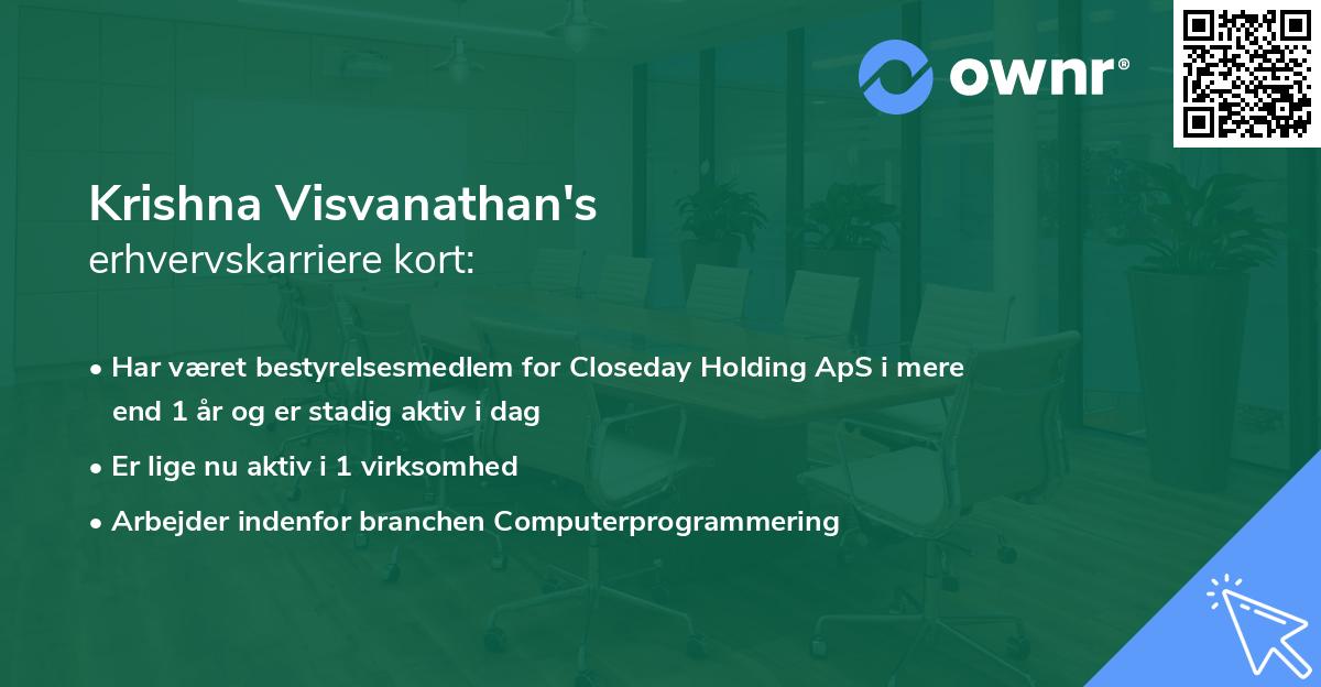 Krishna Visvanathan's erhvervskarriere kort