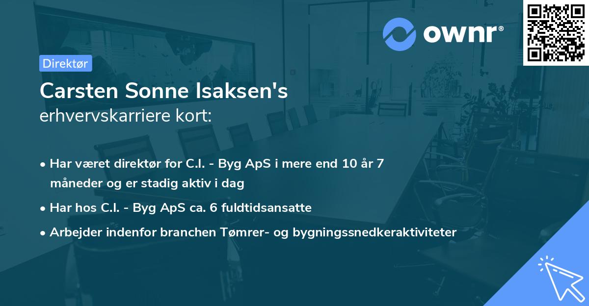 Carsten Sonne Isaksen's erhvervskarriere kort