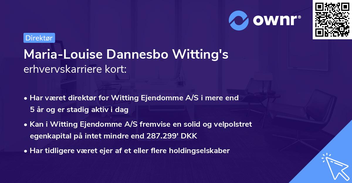 Maria-Louise Dannesbo Witting's erhvervskarriere kort