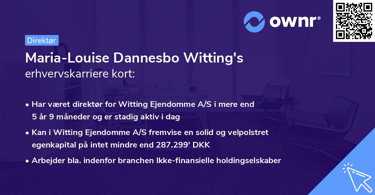 Maria-Louise Dannesbo Witting's erhvervskarriere kort