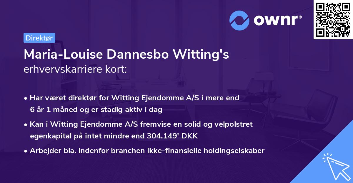 Maria-Louise Dannesbo Witting's erhvervskarriere kort