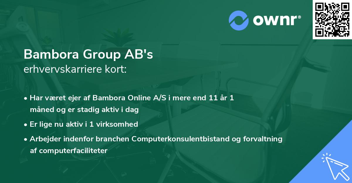 Bambora Group AB's erhvervskarriere kort