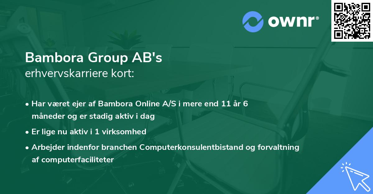 Bambora Group AB's erhvervskarriere kort