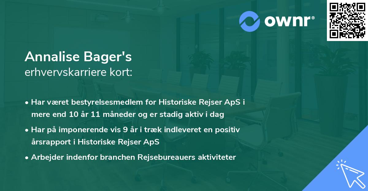 Annalise Bager's erhvervskarriere kort