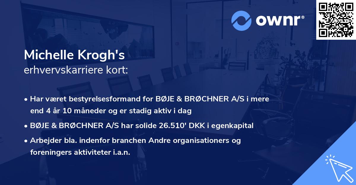 Michelle Krogh's erhvervskarriere kort