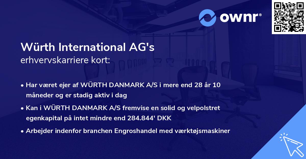 Würth International AG's erhvervskarriere kort