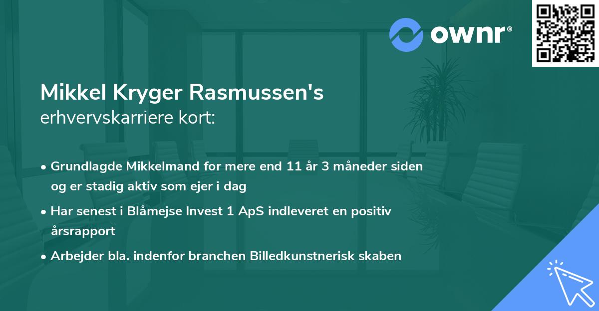 Mikkel Kryger Rasmussen's erhvervskarriere kort