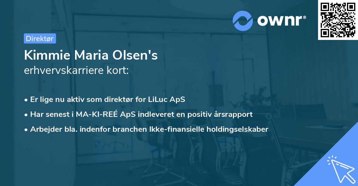 Kimmie Maria Olsen's erhvervskarriere kort