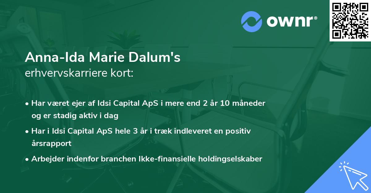 Anna-Ida Marie Dalum's erhvervskarriere kort