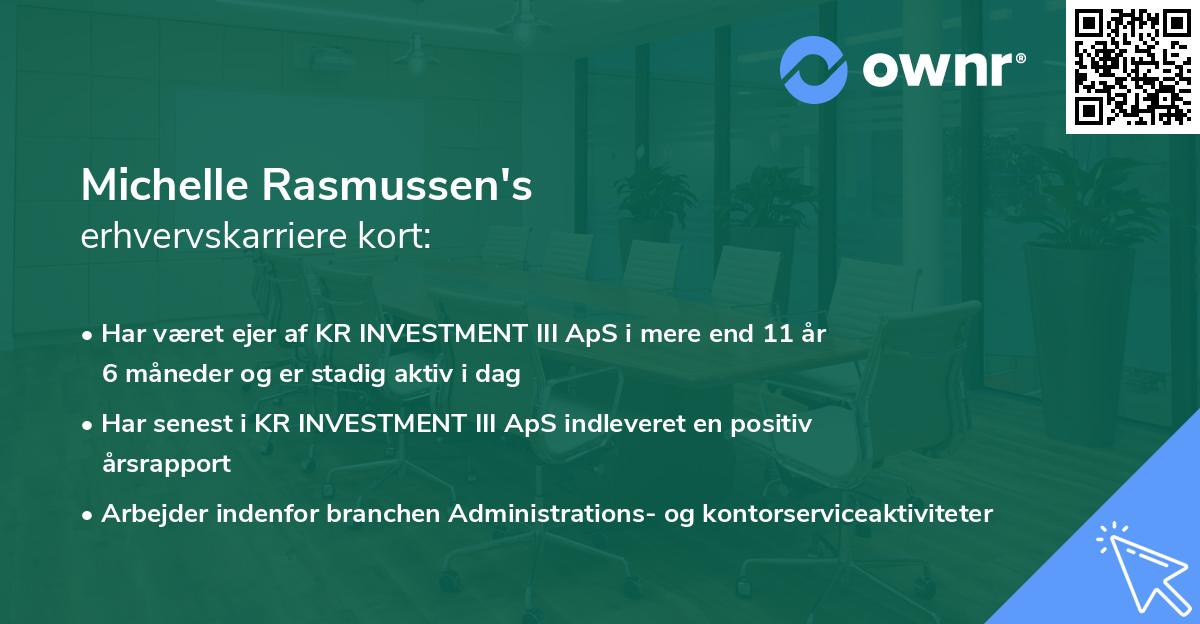 Michelle Rasmussen's erhvervskarriere kort