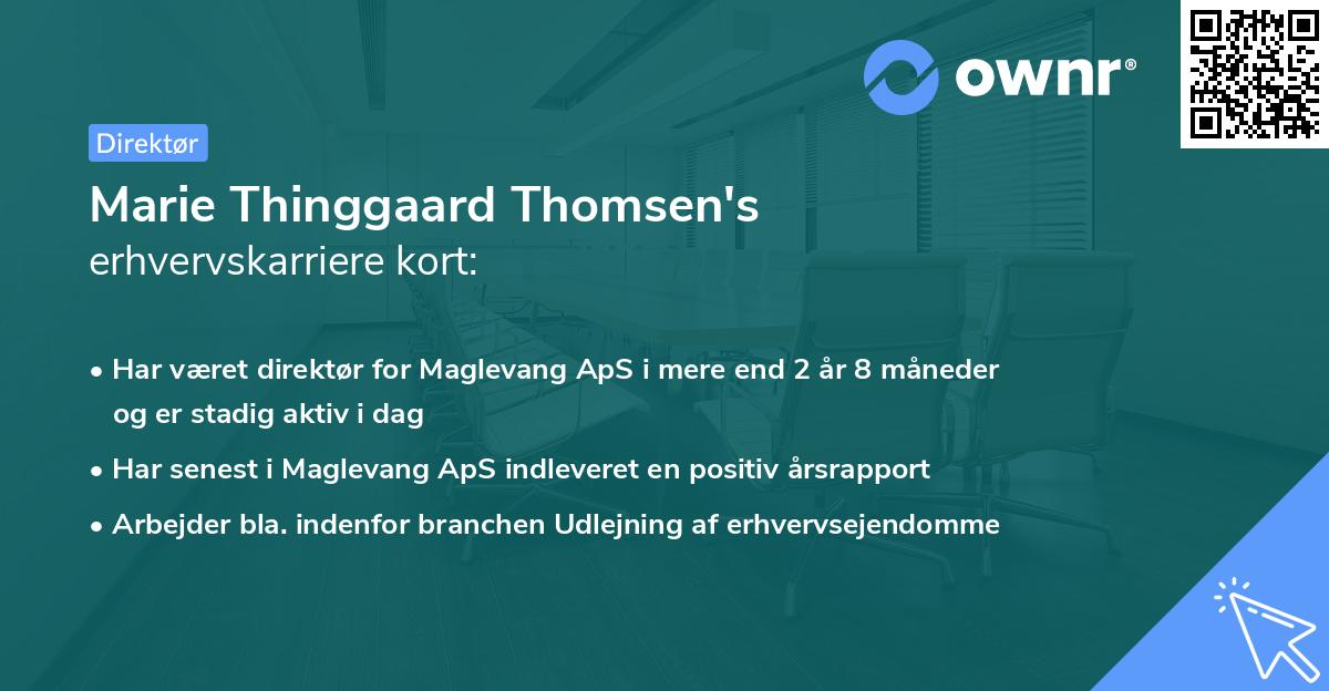 Marie Thinggaard Thomsen's erhvervskarriere kort