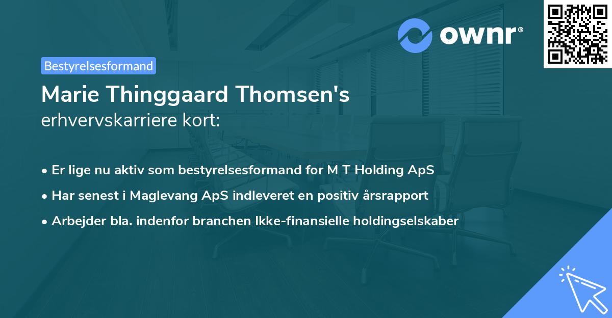 Marie Thinggaard Thomsen's erhvervskarriere kort