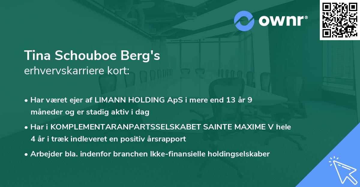Tina Schouboe Berg's erhvervskarriere kort