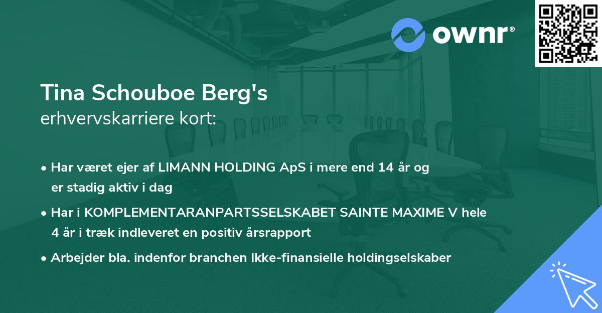 Tina Schouboe Berg's erhvervskarriere kort