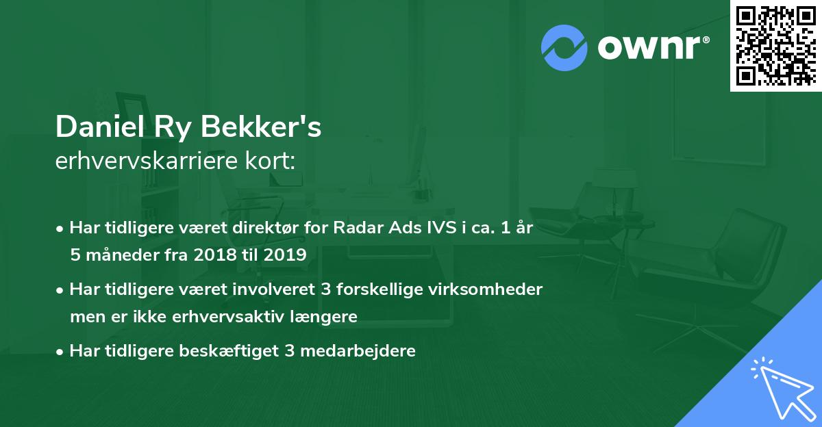 Daniel Ry Bekker's erhvervskarriere kort