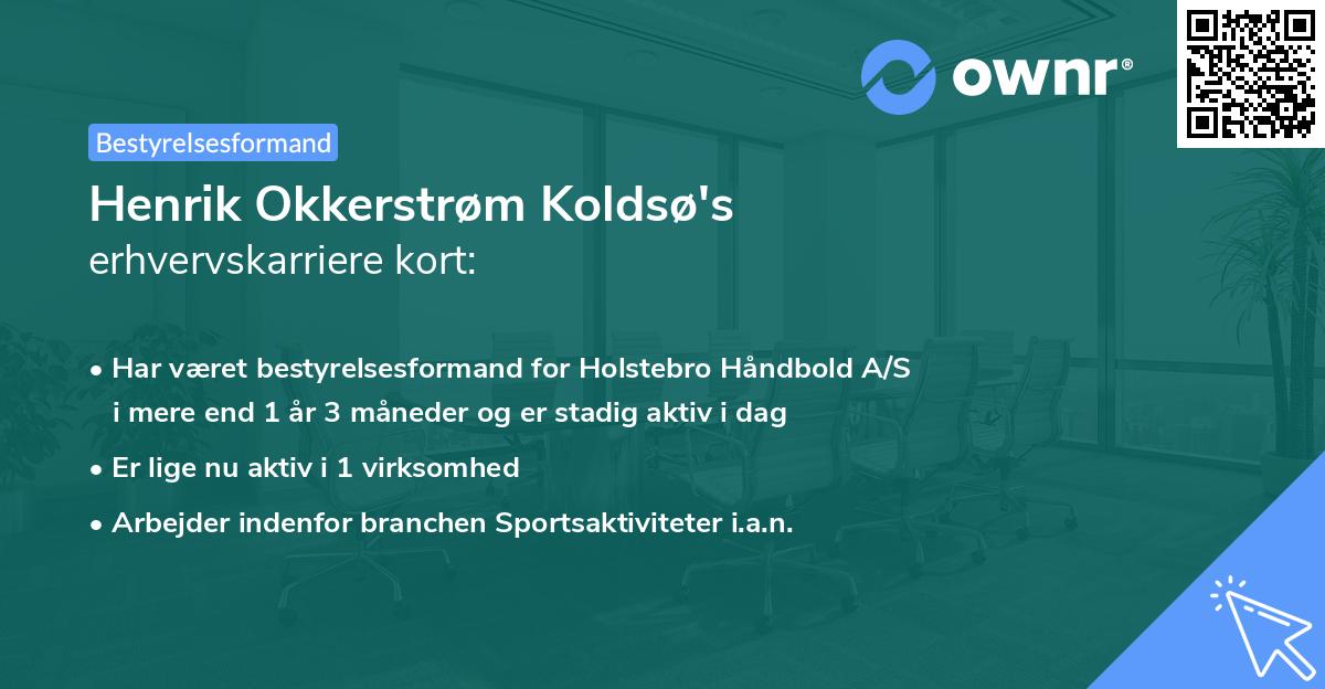 Henrik Okkerstrøm Koldsø's erhvervskarriere kort