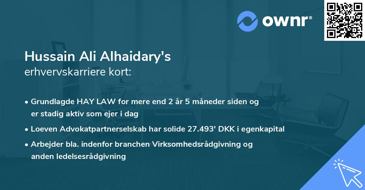 Hussain Ali Alhaidary's erhvervskarriere kort