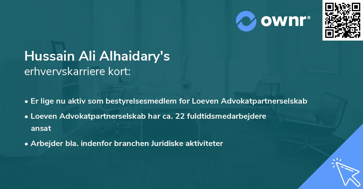 Hussain Ali Alhaidary's erhvervskarriere kort