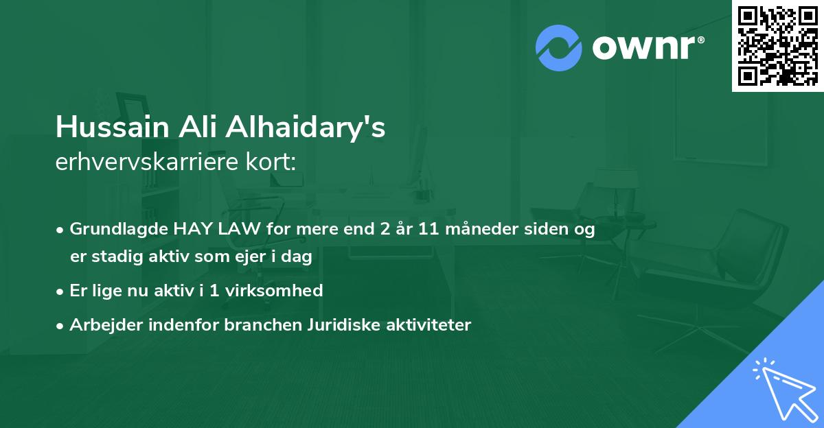 Hussain Ali Alhaidary's erhvervskarriere kort