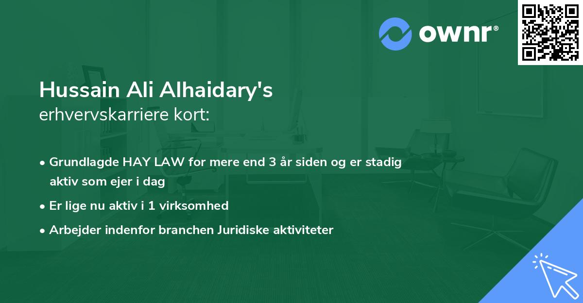 Hussain Ali Alhaidary's erhvervskarriere kort