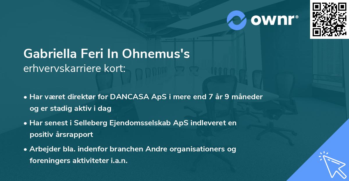 Gabriella Feri In Ohnemus's erhvervskarriere kort