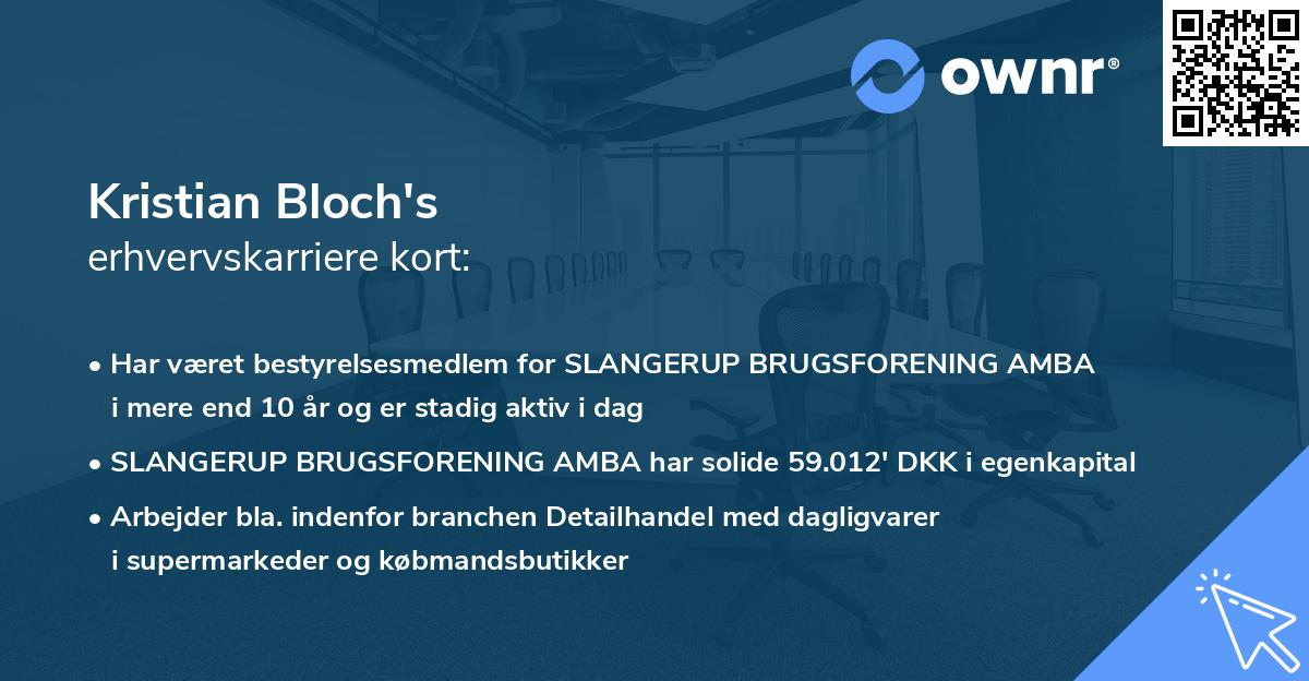 Kristian Bloch's erhvervskarriere kort