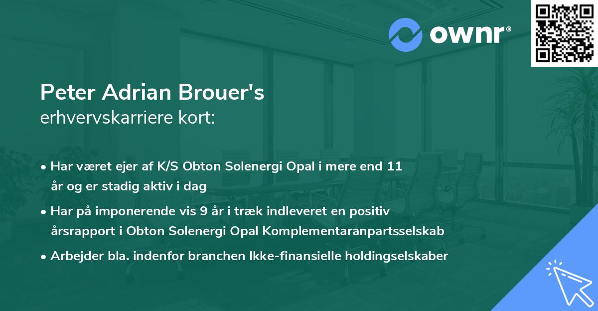 Peter Adrian Brouer's erhvervskarriere kort