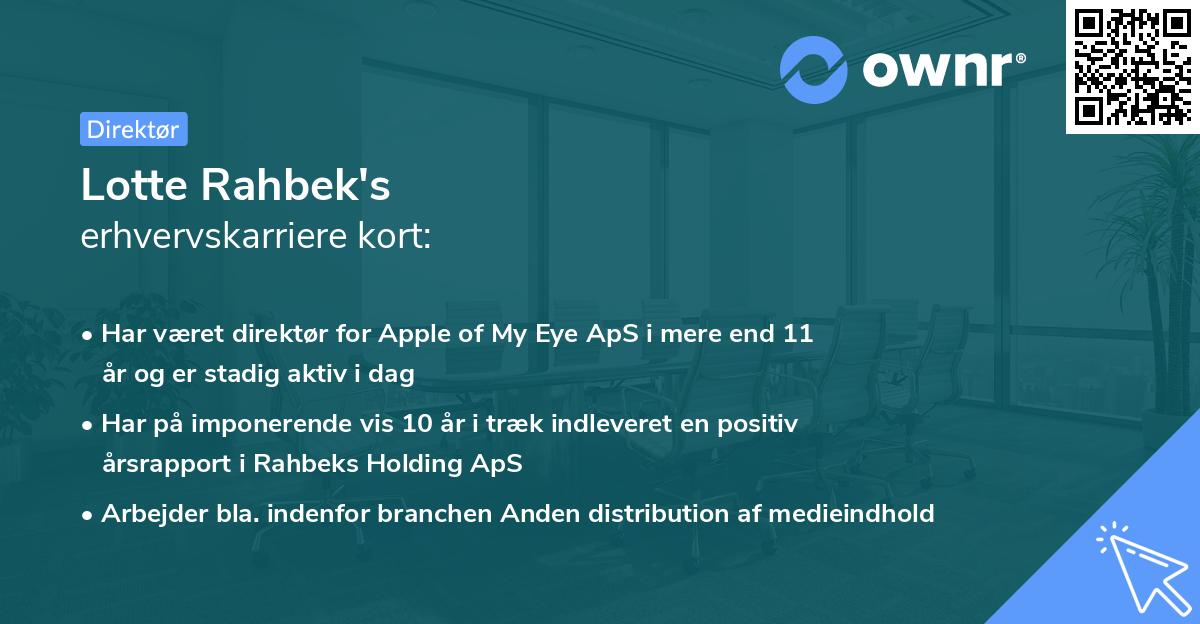 Lotte Rahbek's erhvervskarriere kort