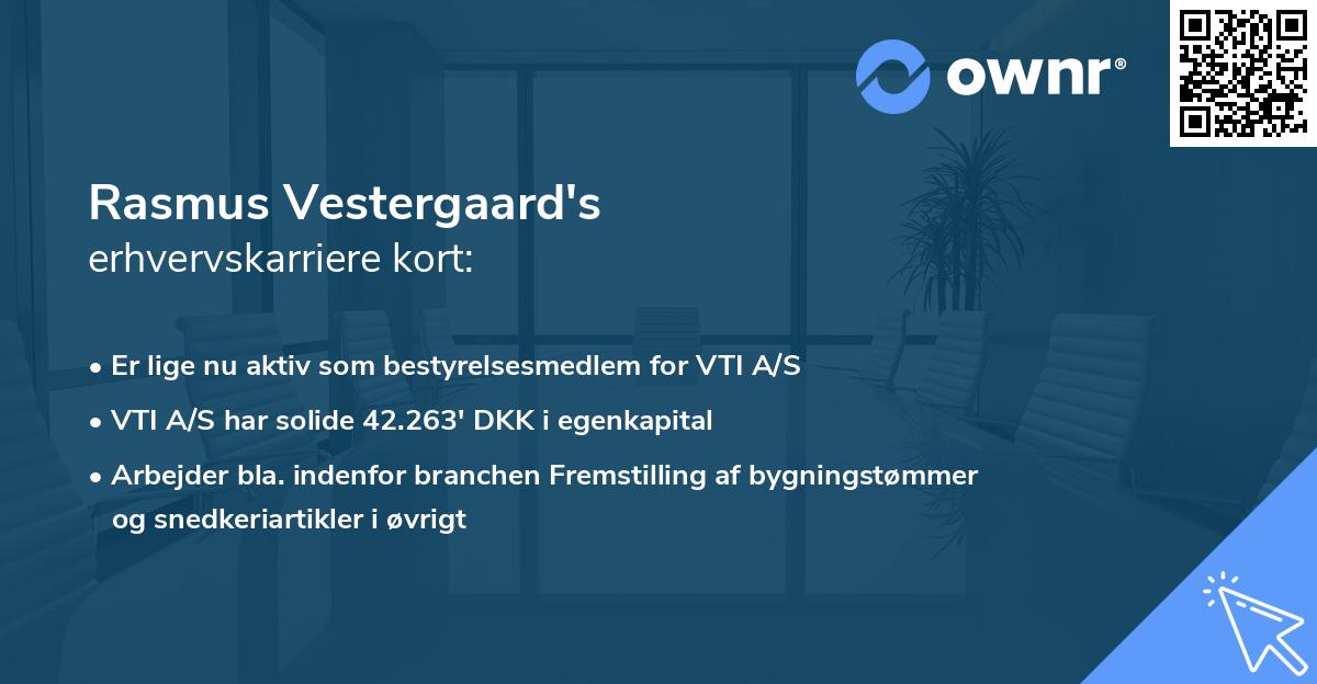Rasmus Vestergaard's erhvervskarriere kort