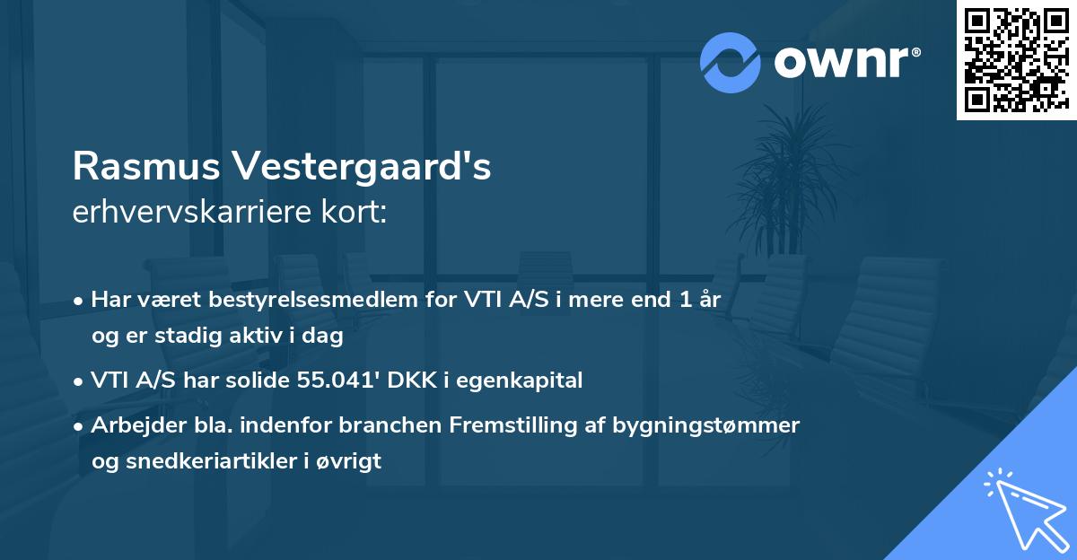 Rasmus Vestergaard's erhvervskarriere kort
