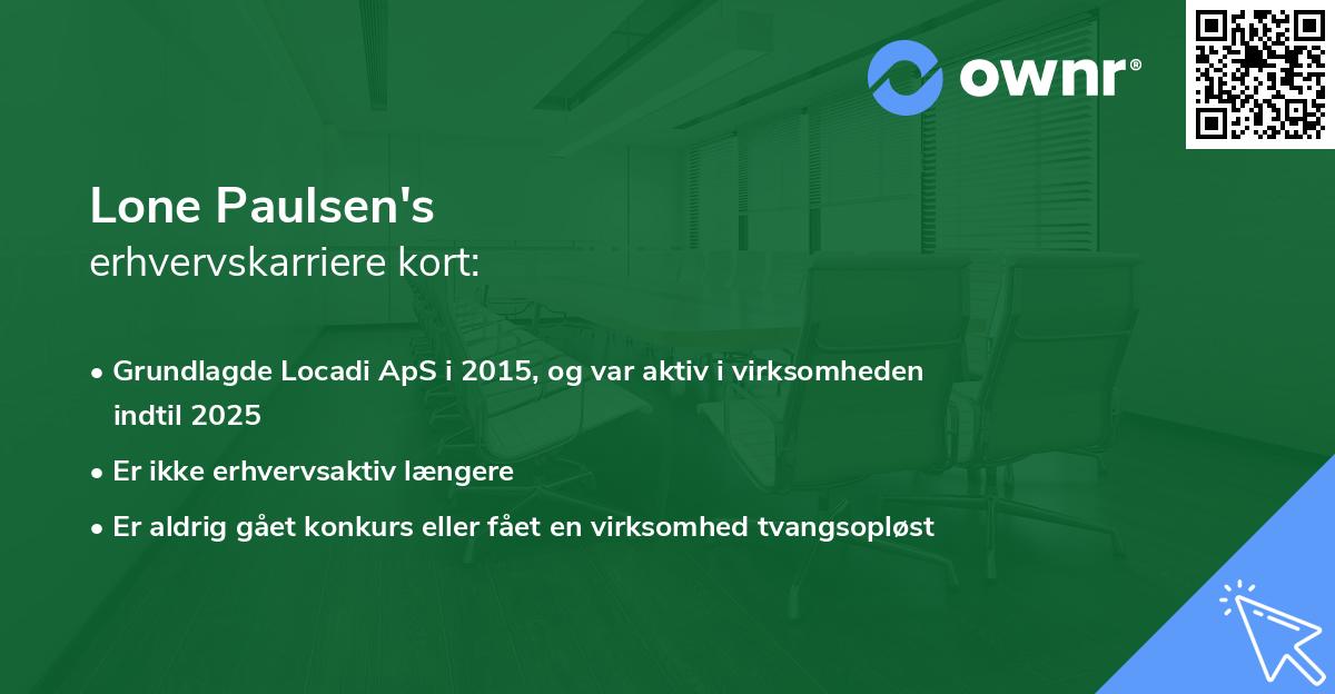 Lone Paulsen's erhvervskarriere kort