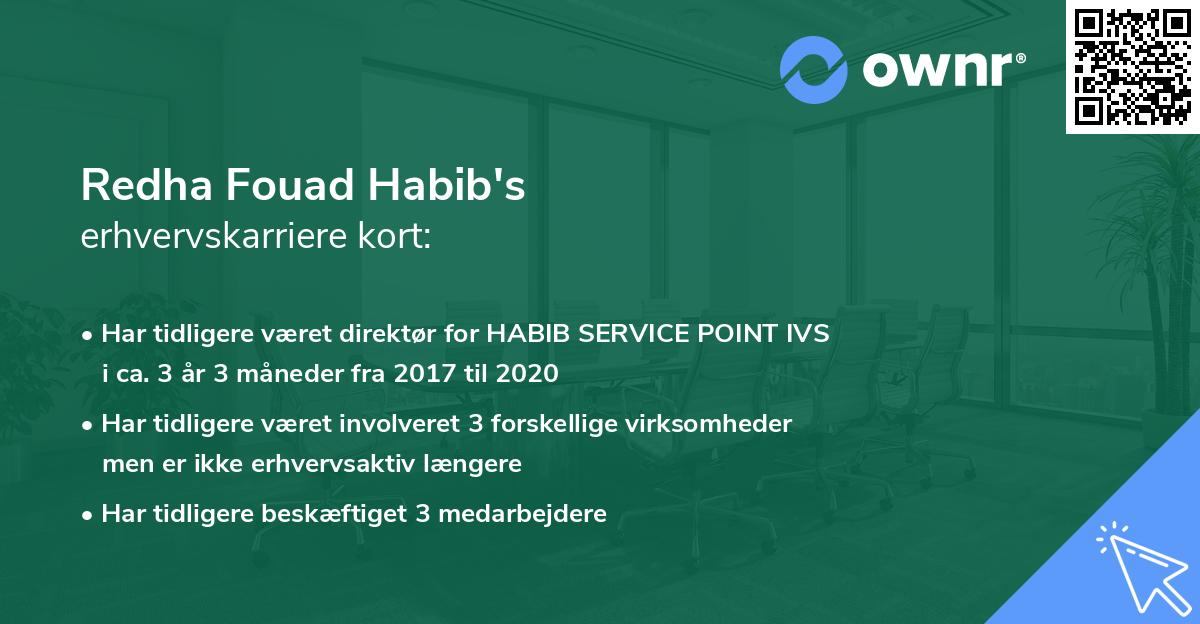 Redha Fouad Habib's erhvervskarriere kort