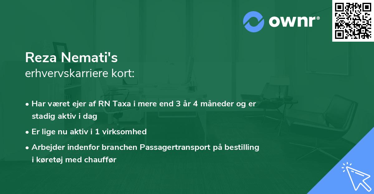 Reza Nemati's erhvervskarriere kort