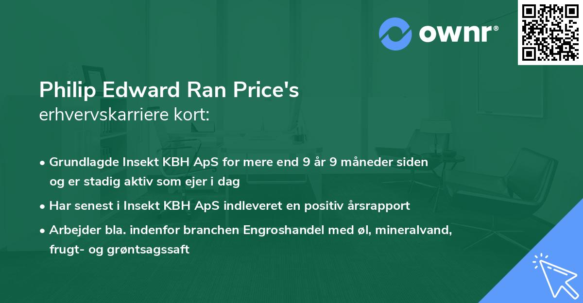 Philip Edward Ran Price's erhvervskarriere kort