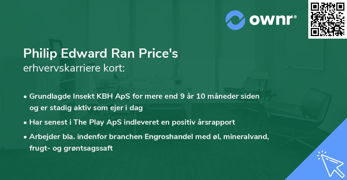 Philip Edward Ran Price's erhvervskarriere kort