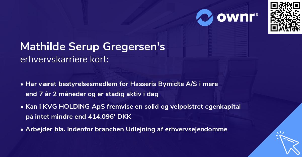 Mathilde Serup Gregersen's erhvervskarriere kort