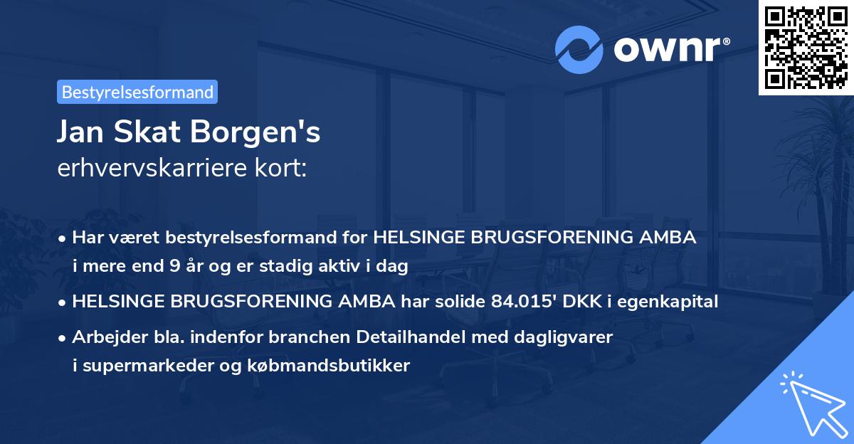 Jan Skat Borgen's erhvervskarriere kort