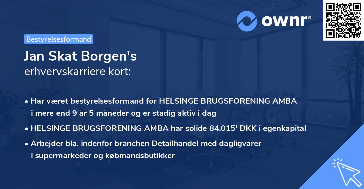 Jan Skat Borgen's erhvervskarriere kort