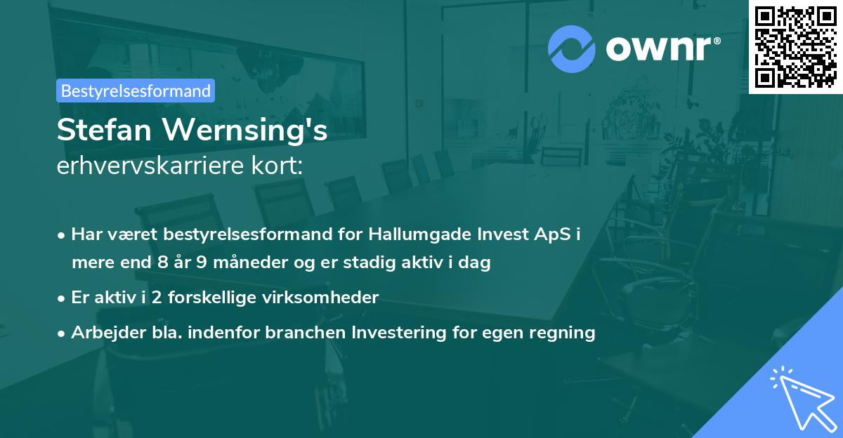 Stefan Wernsing's erhvervskarriere kort
