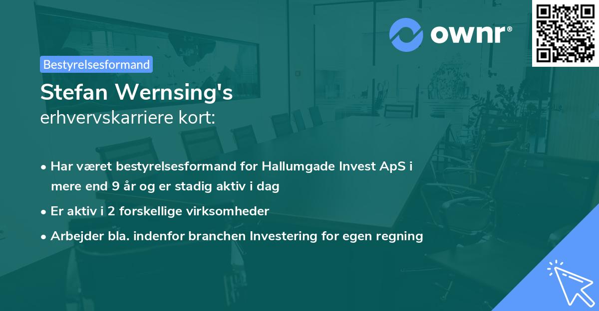 Stefan Wernsing's erhvervskarriere kort