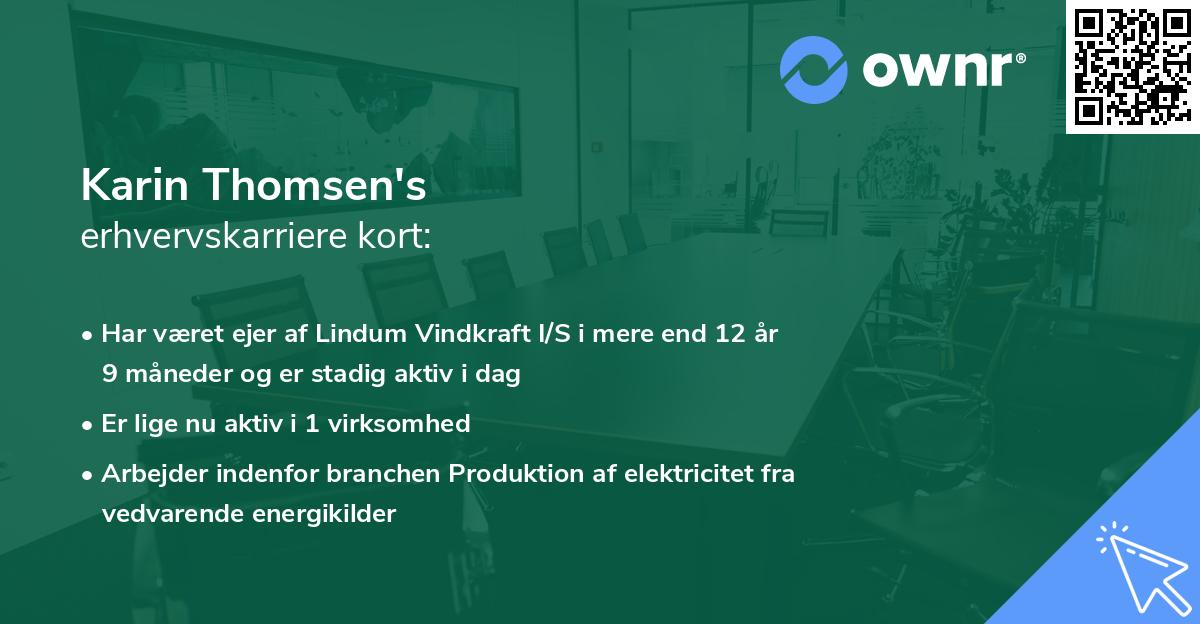 Karin Thomsen's erhvervskarriere kort