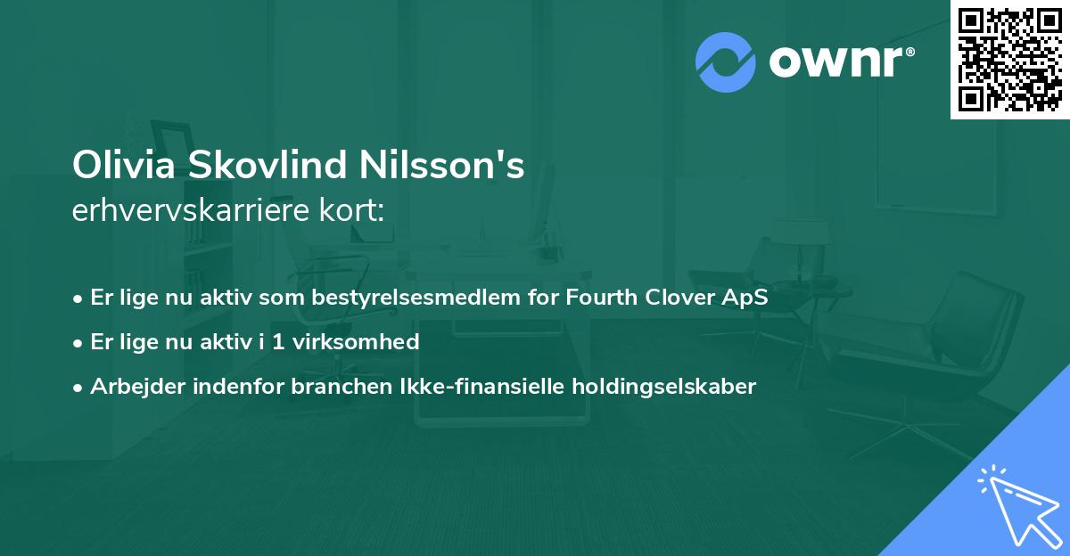 Olivia Skovlind Nilsson's erhvervskarriere kort