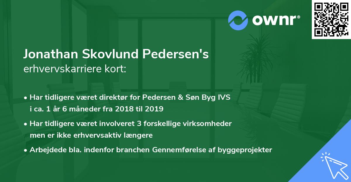 Jonathan Skovlund Pedersen's erhvervskarriere kort