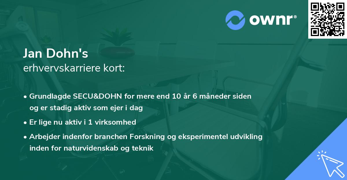 Jan Dohn's erhvervskarriere kort