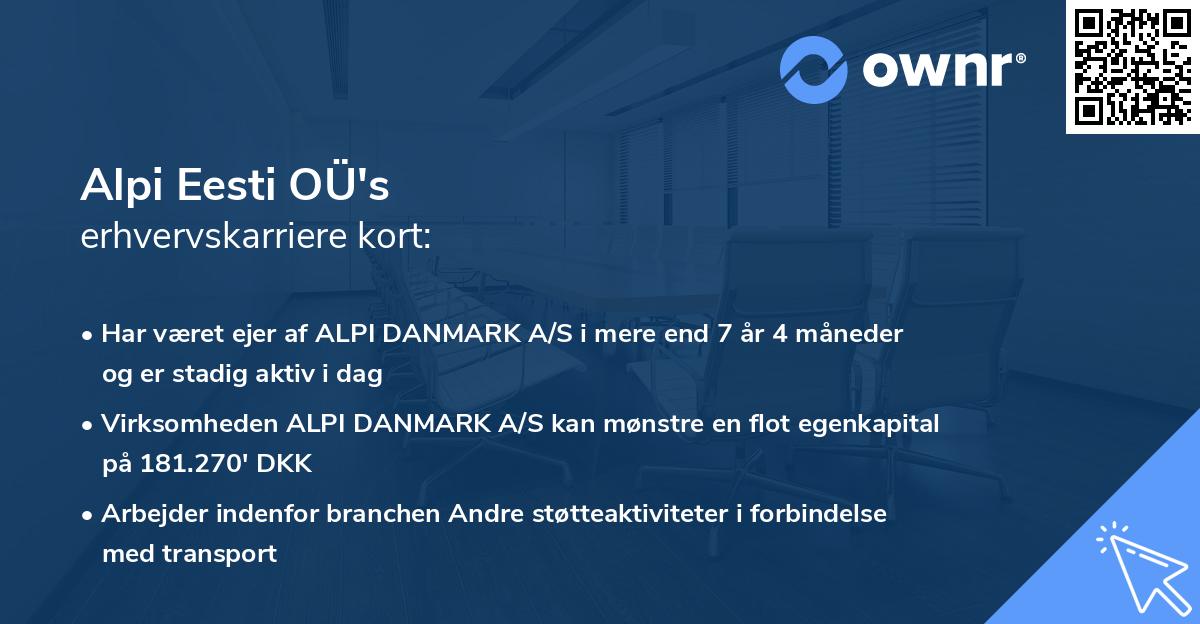 Alpi Eesti OÜ's erhvervskarriere kort