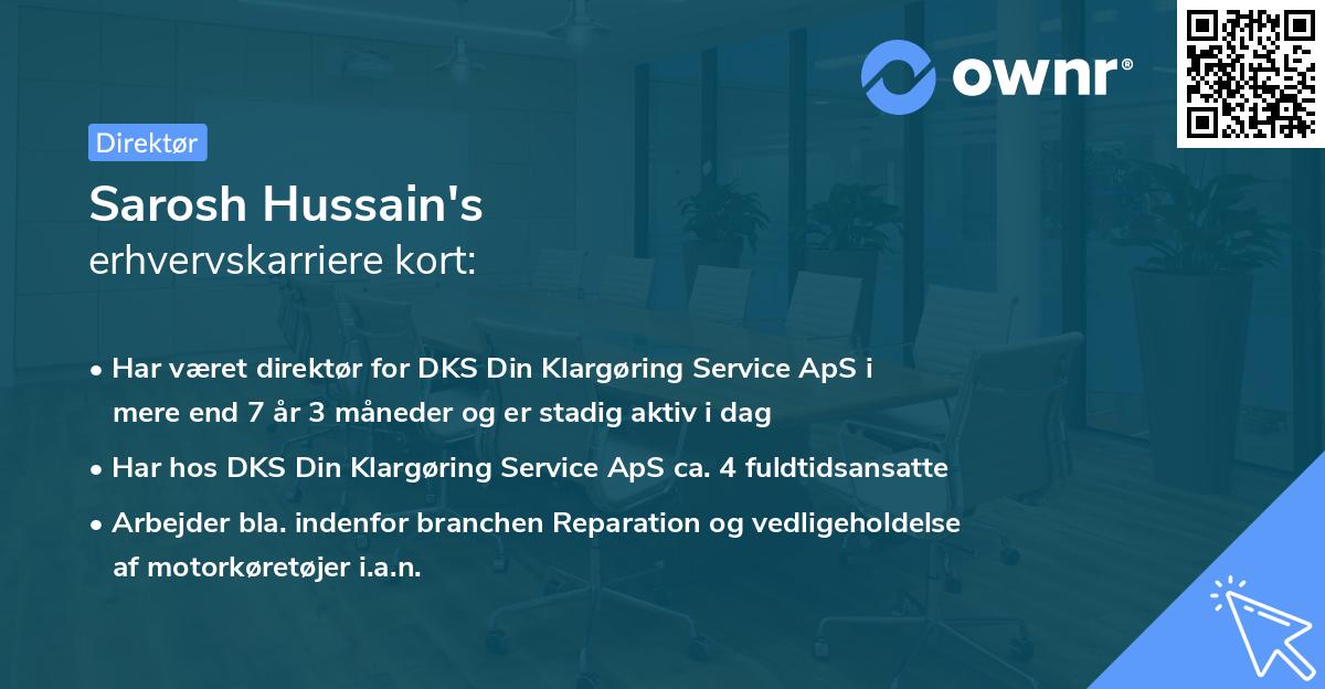 Sarosh Hussain's erhvervskarriere kort